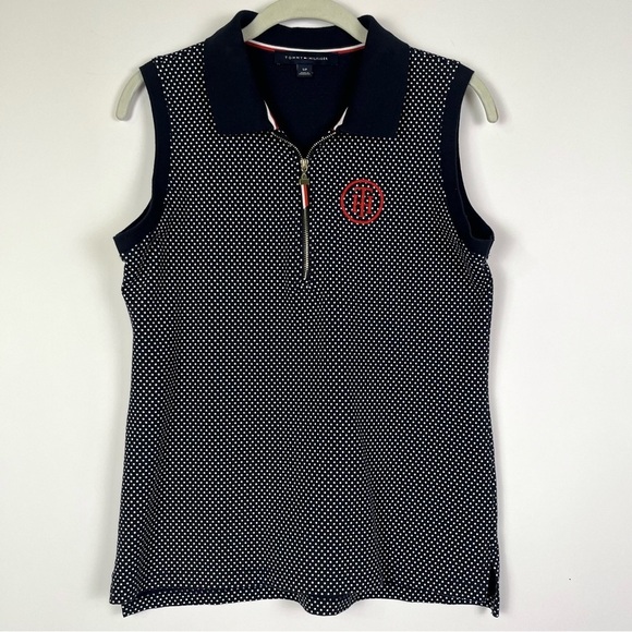 Tommy Hilfiger Tops - 2/$30 Tommy Hilfiger Black Polka Dot Sleeveless Polo Shirt Size Small